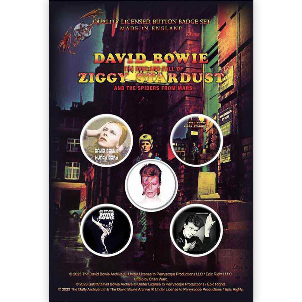 DAVID BOWIE デヴィッドボウイ - Early Albums / 5個セット / バッジ - PGS